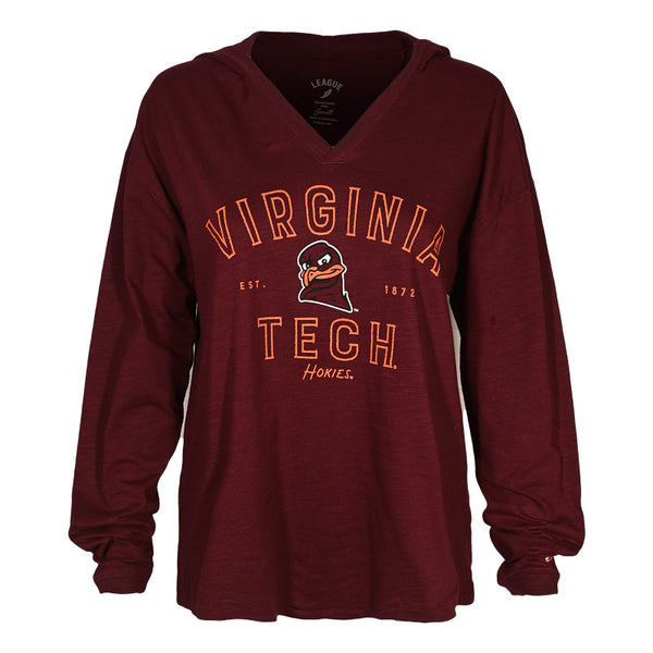 Virginia Tech Women's Slub Hooded T-Shirt by League: Maroon – Campus Emporium