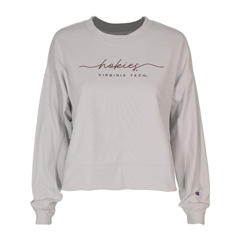 Virginia Tech Women's Sueded Crew Pullover: Silver by Champion