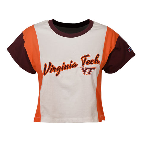 Virginia Tech Women's Super Fan Crop Panel T-Shirt by Champion