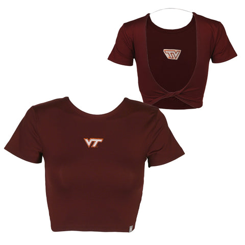 Virginia Tech Women's Tailgate Twist Back Cropped T-Shirt: Maroon by Champion