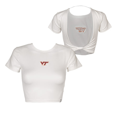Virginia Tech Women's Tailgate Twist Back Cropped T-Shirt: White by Champion