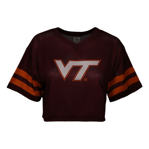 Virginia Tech Women's V-Neck Mesh Jersey: Maroon