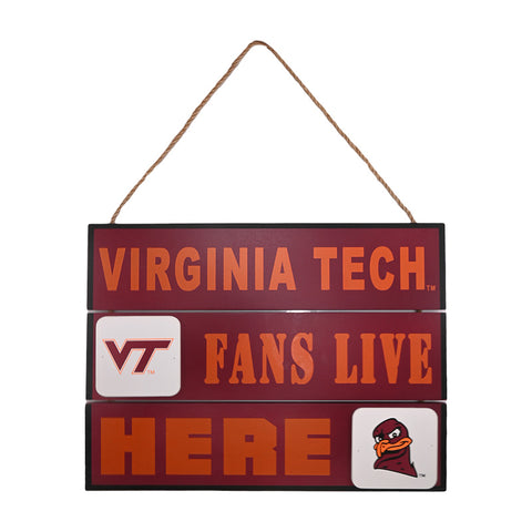 Virginia Tech Wooden Fan Lives Here Sign