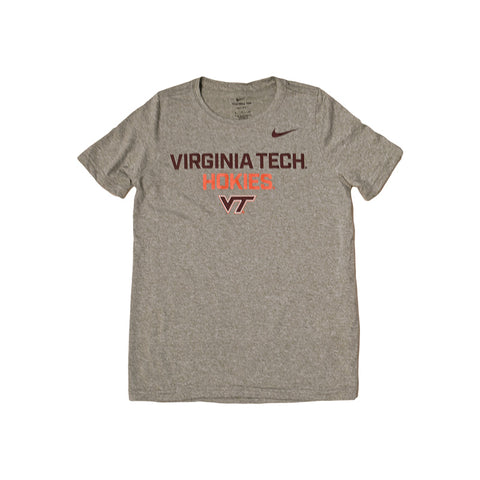Virginia Tech Youth Dri-FIT Hokies Logo Legend T-Shirt: Heather Gray by Nike