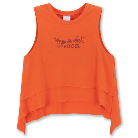 Virginia Tech Youth Girl's Flowy Tank: Orange