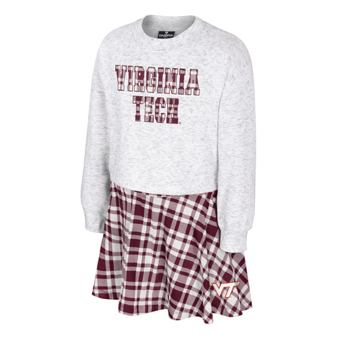 Virginia Tech Youth Girls' Marceline Sweatshirt and Plaid Skirt Set