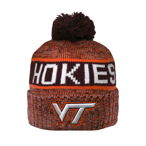Virginia Tech Youth Tri Color Hokies Pom Beanie by New Era