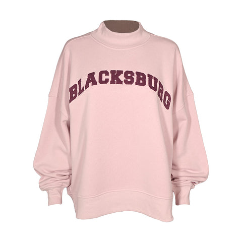 Blacksburg Women's Diana Applique Mock Neck Sweatshirt: Dusty Rose