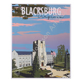 Burruss From Above at Dusk Print College Town Art by Gregg Johnson