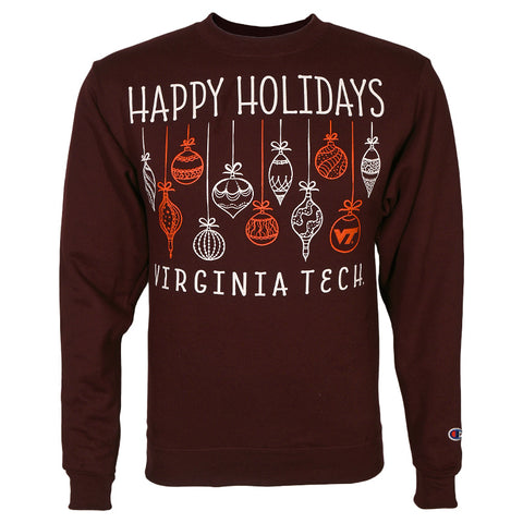 Virginia Tech Holiday Crew Sweatshirt: Maroon by Champion
