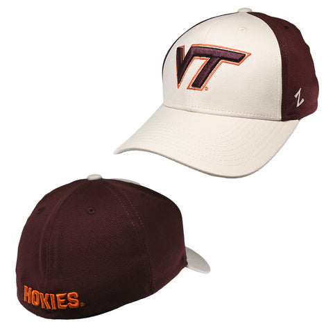 Virginia Tech ZH Logo Ivory Fitted Hat by Zephyr