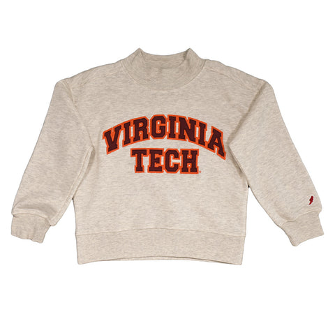 Virginia Tech Youth Girls' Diana Applique Mock Neck Sweatshirt: Oatmeal