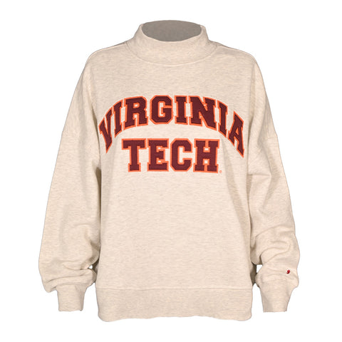 Virginia Tech Women's Diana Applique Mock Neck Sweatshirt: Oatmeal