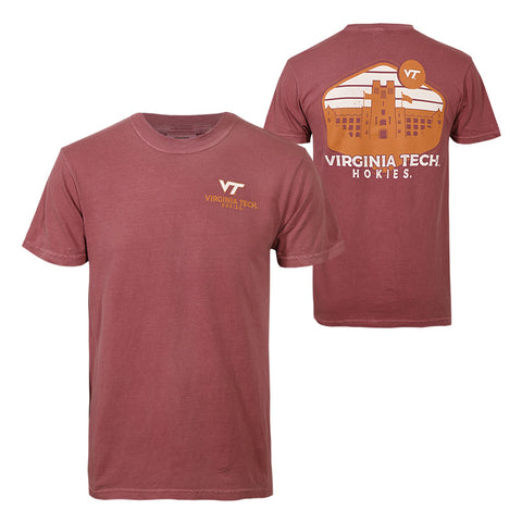 Virginia Tech Comfort Colors Campus Sky with Burruss Hall T-Shirt: Brick