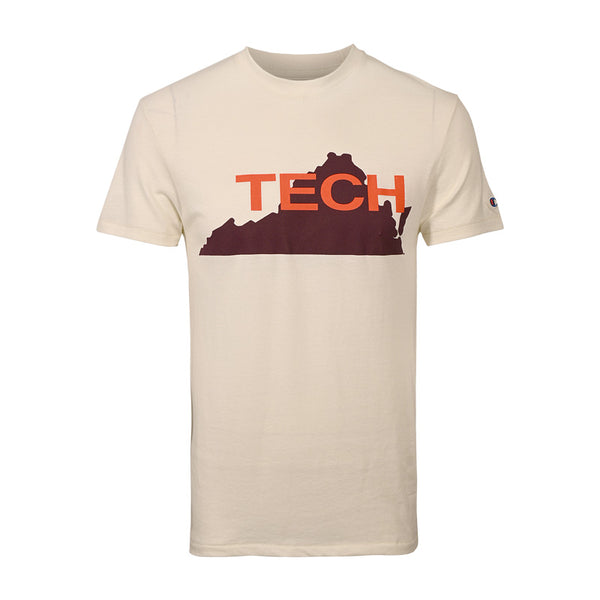 Virginia Tech Triumph Vault State Outline T-Shirt: White by Champion – Campus Em