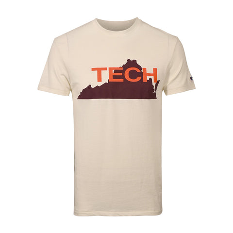Virginia Tech Triumph Vault State Outline T-Shirt: White by Champion