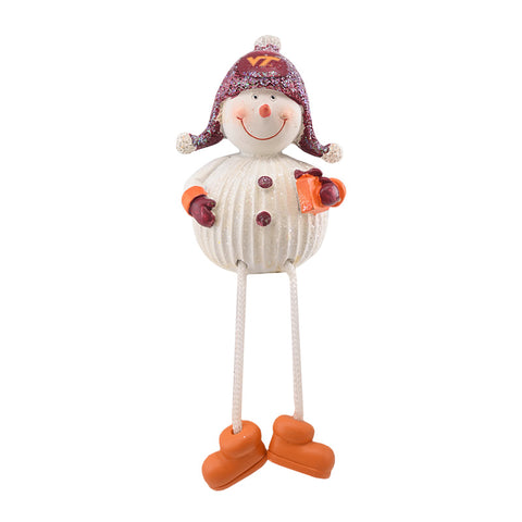 Virginia Tech Dangle Leg Present Snowman Ornament