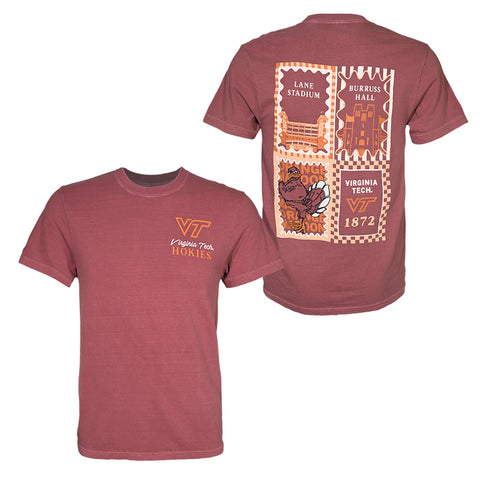Virginia Tech Pattern Campus Squares Comfort Colors T-Shirt: Brick