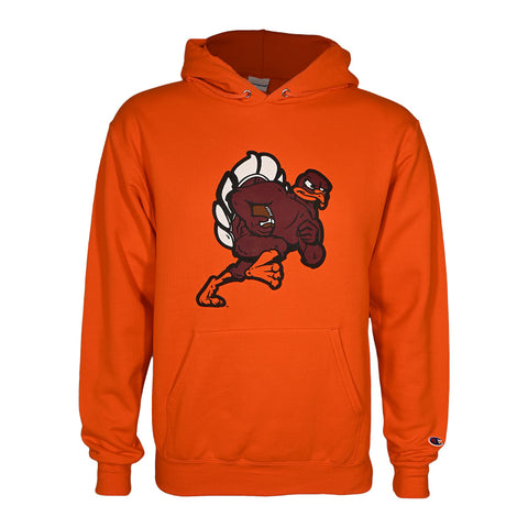 Virginia Tech Football HokieBird Hooded Sweatshirt: Orange by Champion