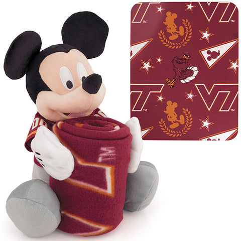 Virginia Tech Mickey Mouse Plush with Blanket