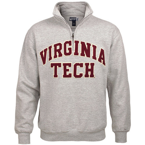 Virginia Tech Applique Quarter-Zip Sweatshirt: Oxford Gray by Gear