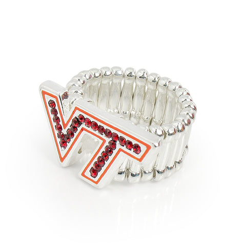 Virginia Tech Logo Rhinestone Stretch Ring