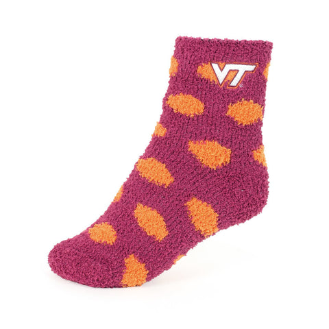Virginia Tech Fuzzy Polka Dot Socks: Maroon