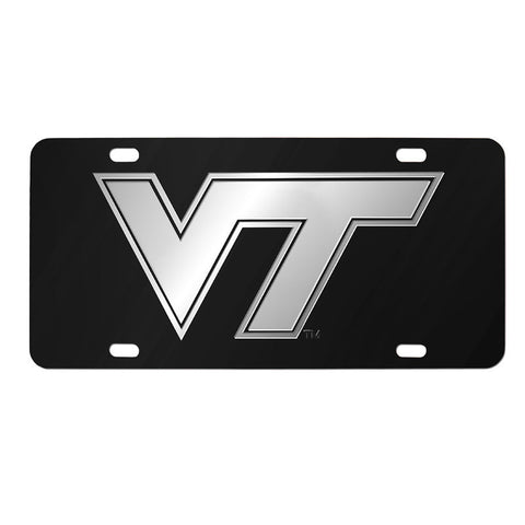 Virginia Tech Laser License Plate: Black with Silver Logo