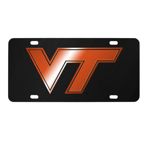 Virginia Tech Laser License Plate: Black with Orange Logo