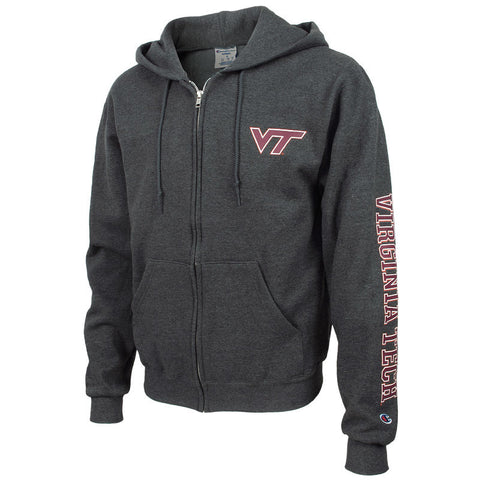 Virginia Tech Full-Zip Hooded Sweatshirt: Granite Heather by Champion