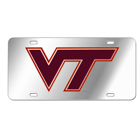 Virginia Tech Laser License Plate: Silver with Maroon Logo
