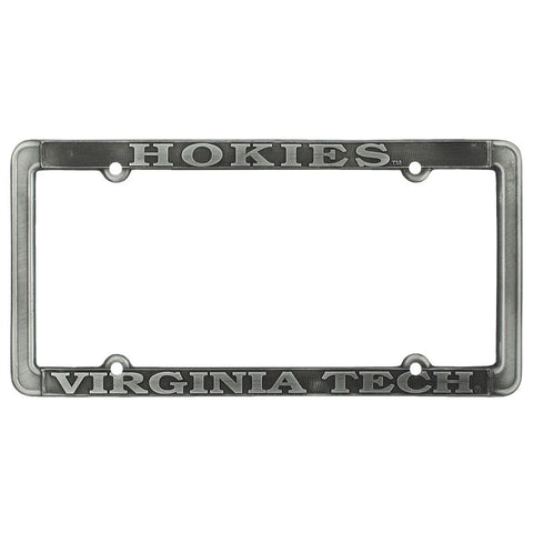 Virginia Tech Hokies Thin Rim License Plate Frame: Antique Pewter