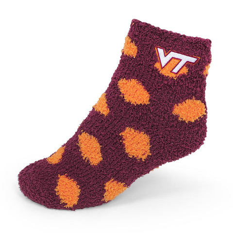 Virginia Tech Youth Fuzzy Polka Dot Socks