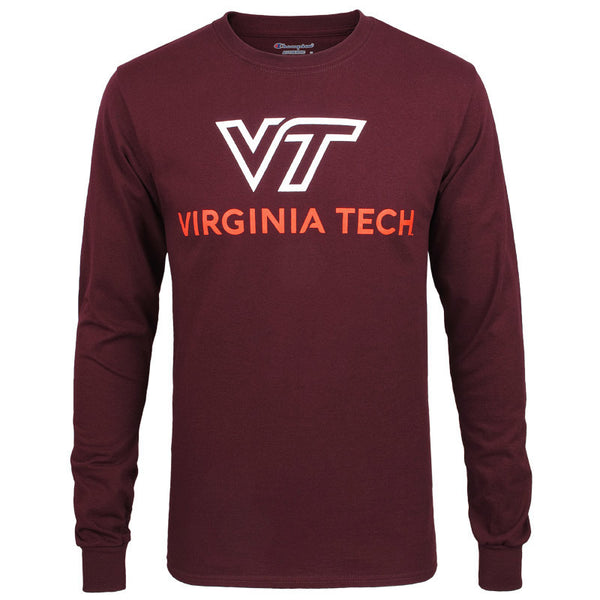 Virginia Tech University Logo Long-Sleeved T-Shirt: Maroon by Champion – Campus