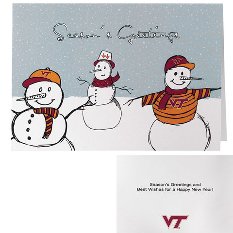 Virginia Tech Snowmen Holiday Greeting Cards: Pack of 10