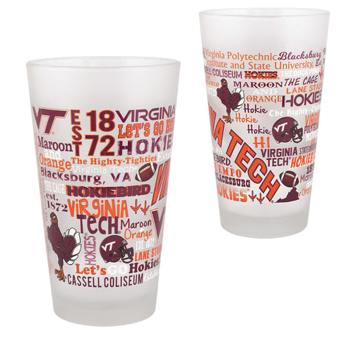 Virginia Tech Campus Wrap Frosted Pint Glass