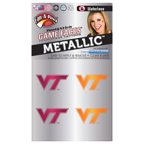 Virginia Tech Metallic Logo Face Tattoos
