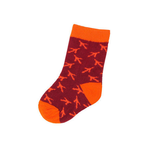 Maroon and Orange Toddler Turkey Track Socks