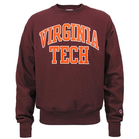 Virginia Tech Reverse Weave Arch Crew Sweatshirt: Maroon by Champion