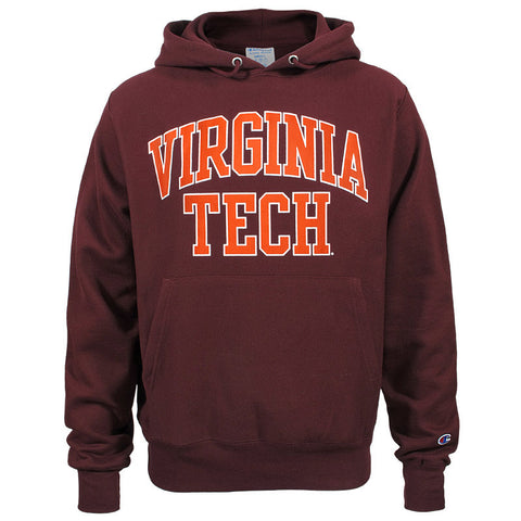 Virginia Tech Reverse Weave Arch Hooded Sweatshirt: Maroon by Champion