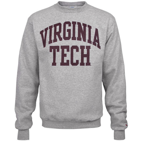Virginia Tech Authentic Crew Sweatshirt: Heather Gray by Champion