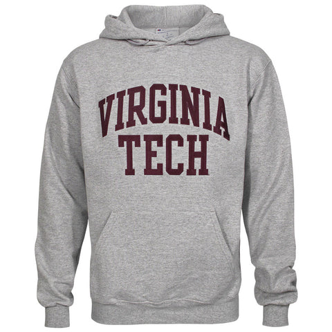 Virginia Tech Single Layer Embroidered Twill Hooded Sweatshirt: Heather Gray by Champion