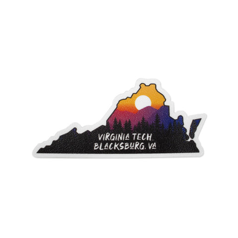 Virginia Tech Sunset State Rugged Sticker Decal
