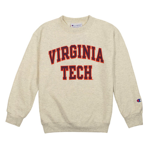 Virginia Tech Youth Crew Sweatshirt: Oatmeal Heather by Champion