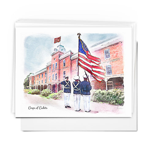 Tech Landmarks Corps of Cadets Note Cards: Pack of 4