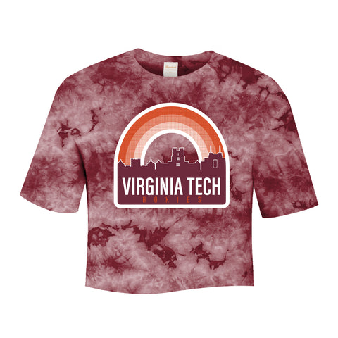 Virginia Tech Crystal Wash Crop Top: Maroon