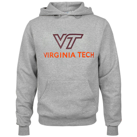 Virginia Tech University Logo Hooded Sweatshirt: Heather Gray by Champion