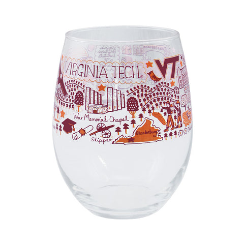 Virginia Tech Stemless 21oz Wine Glass by Julia Gash