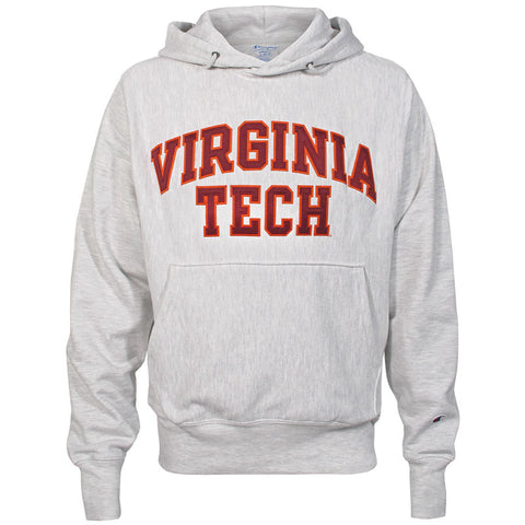 Virginia Tech Reverse Weave Tackle Twill Hooded Sweatshirt: Silver Gray by Champion