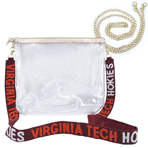 Virginia Tech Hokies Beaded Strap with Clear Simple Tote